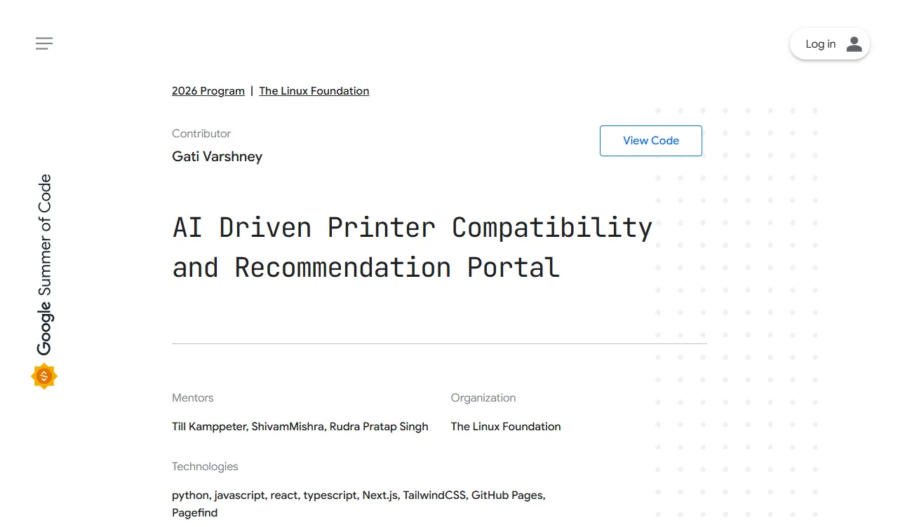 Google Summer of Code project page: AI-Driven Printer Compatibility & Recommendation Portal